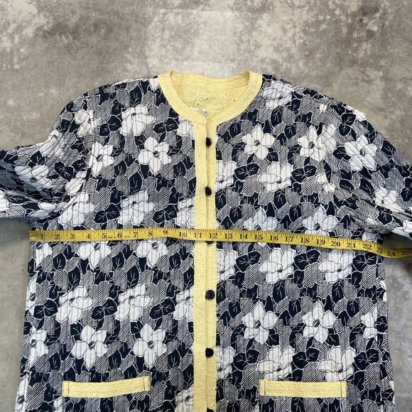 Provence Damour Jacket Womens XL Reversible Cotton Classic Yellow Black Floral - Picture 5 of 12